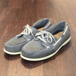 Boat Shoes Gray Leather Mens 8.5